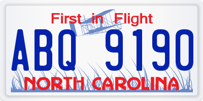NC license plate ABQ9190
