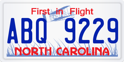 NC license plate ABQ9229