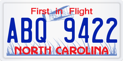 NC license plate ABQ9422