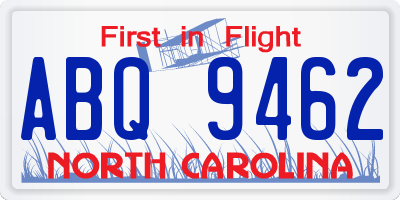 NC license plate ABQ9462