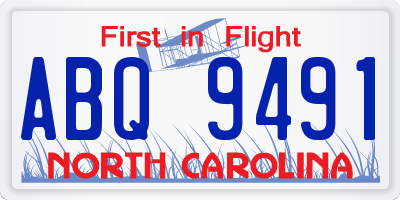 NC license plate ABQ9491