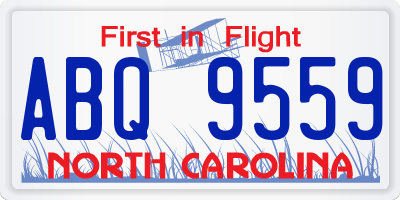 NC license plate ABQ9559
