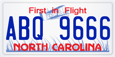 NC license plate ABQ9666