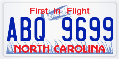 NC license plate ABQ9699