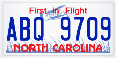 NC license plate ABQ9709