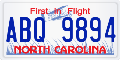 NC license plate ABQ9894