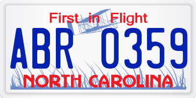 NC license plate ABR0359