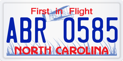 NC license plate ABR0585