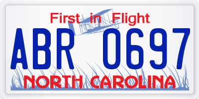 NC license plate ABR0697