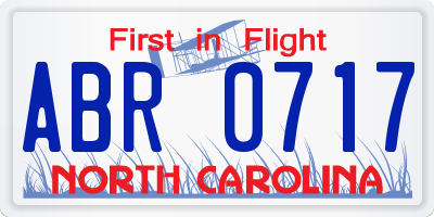 NC license plate ABR0717