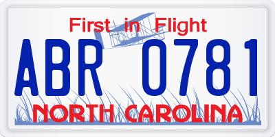 NC license plate ABR0781