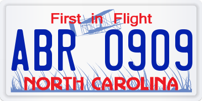 NC license plate ABR0909