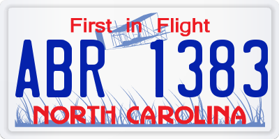 NC license plate ABR1383