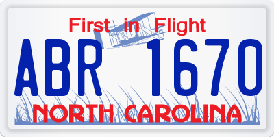 NC license plate ABR1670