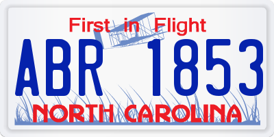 NC license plate ABR1853