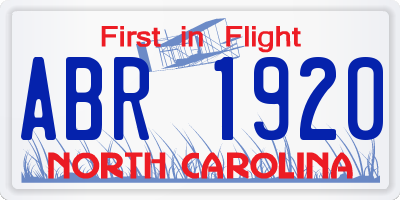NC license plate ABR1920