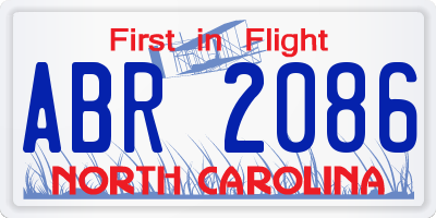 NC license plate ABR2086