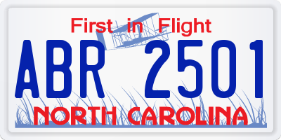 NC license plate ABR2501