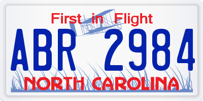 NC license plate ABR2984