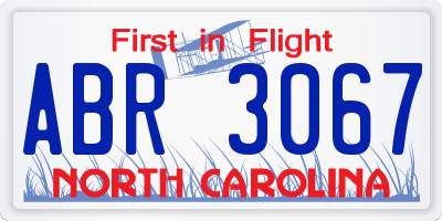 NC license plate ABR3067