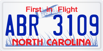 NC license plate ABR3109