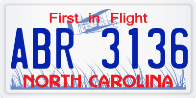 NC license plate ABR3136