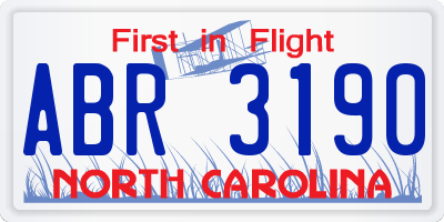 NC license plate ABR3190