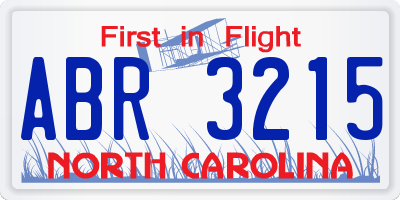 NC license plate ABR3215