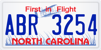 NC license plate ABR3254