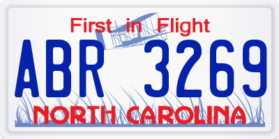 NC license plate ABR3269