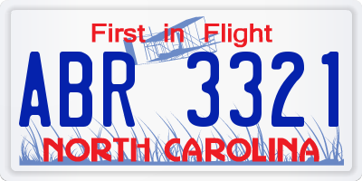 NC license plate ABR3321