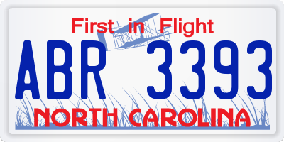 NC license plate ABR3393