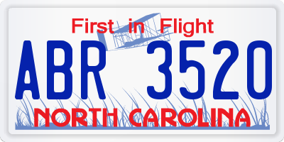 NC license plate ABR3520