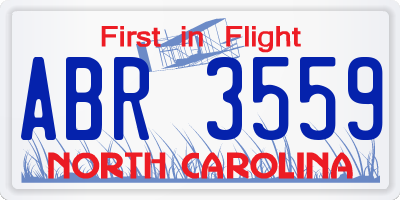 NC license plate ABR3559