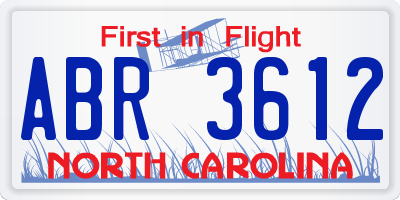 NC license plate ABR3612