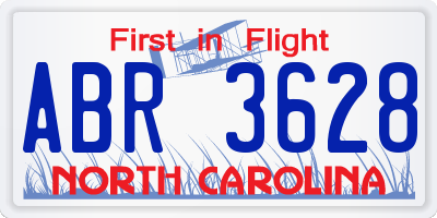 NC license plate ABR3628