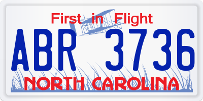NC license plate ABR3736
