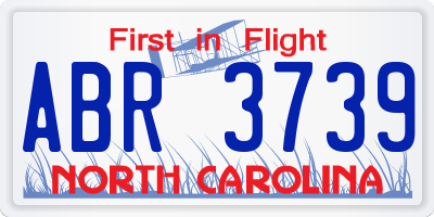 NC license plate ABR3739
