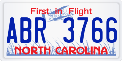 NC license plate ABR3766