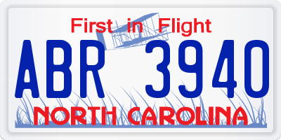 NC license plate ABR3940