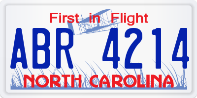 NC license plate ABR4214