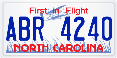 NC license plate ABR4240