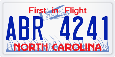 NC license plate ABR4241