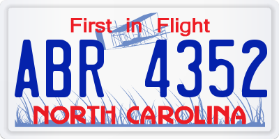 NC license plate ABR4352
