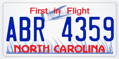 NC license plate ABR4359