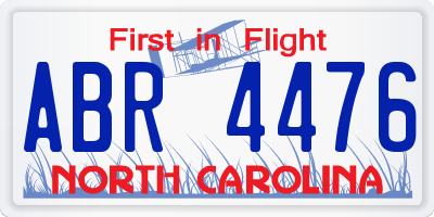 NC license plate ABR4476