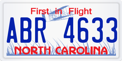 NC license plate ABR4633