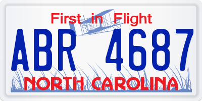 NC license plate ABR4687