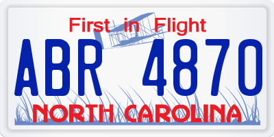 NC license plate ABR4870