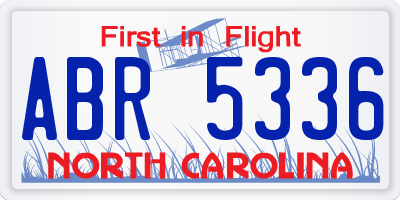 NC license plate ABR5336